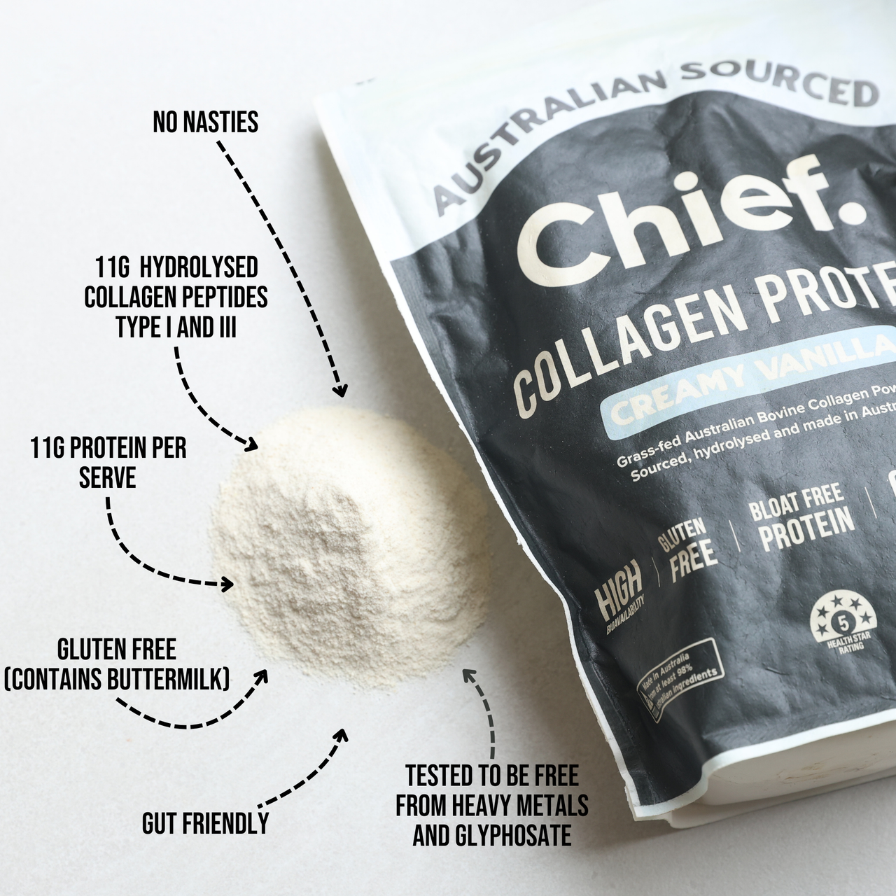 Grass-fed Collagen Protein Powder - Creamy Vanilla (30 serves)